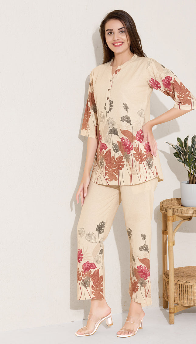 Womens Cotton Printed Co-Ord Set