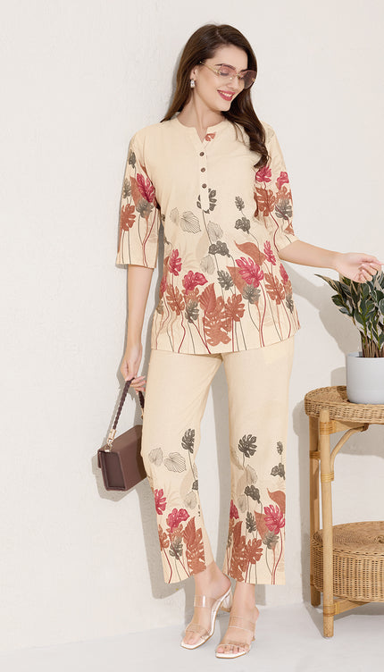 Womens Cotton Printed Co-Ord Set