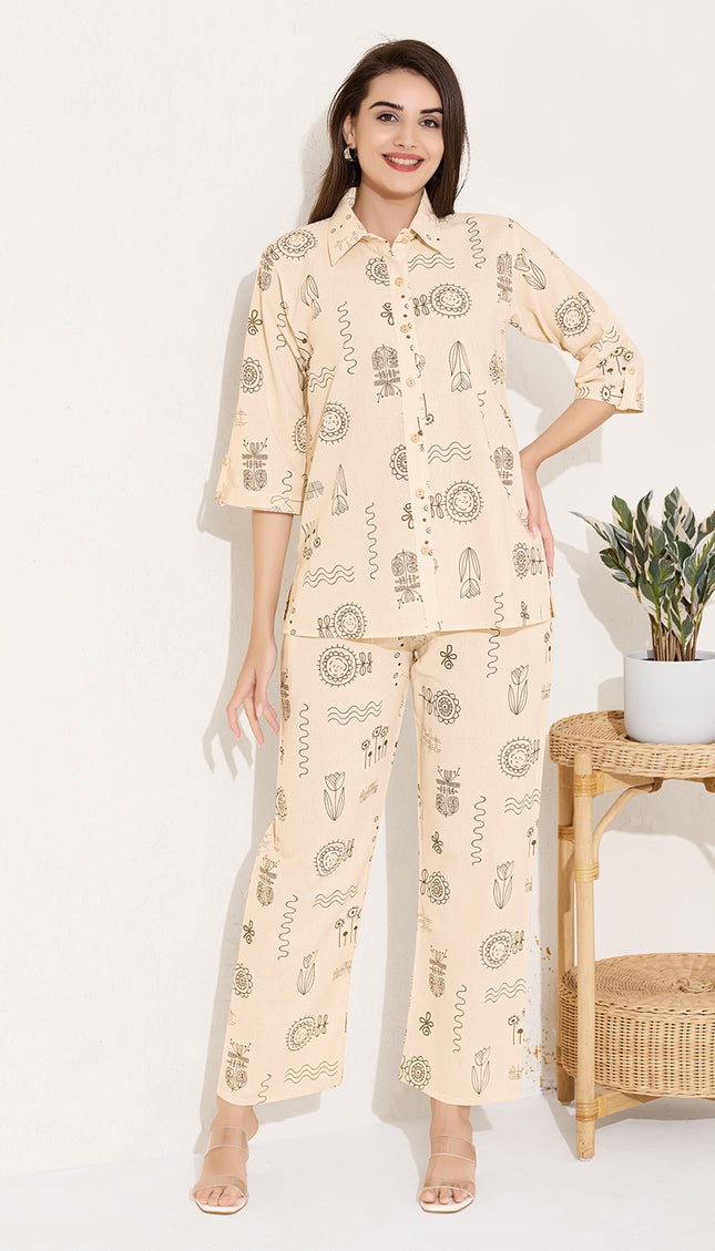 Womens Cotton Printed Co-Ord Set
