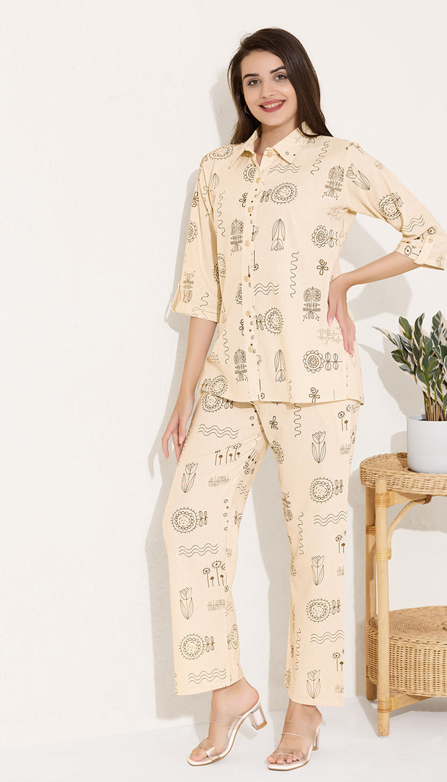 Womens Cotton Printed Co-Ord Set