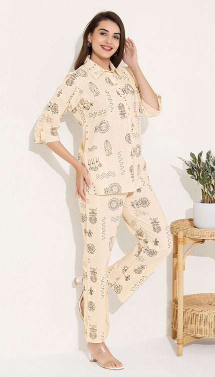 Womens Cotton Printed Co-Ord Set