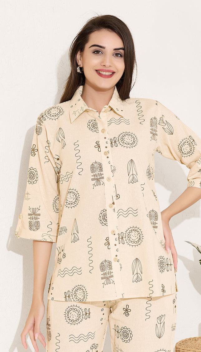 Womens Cotton Printed Co-Ord Set