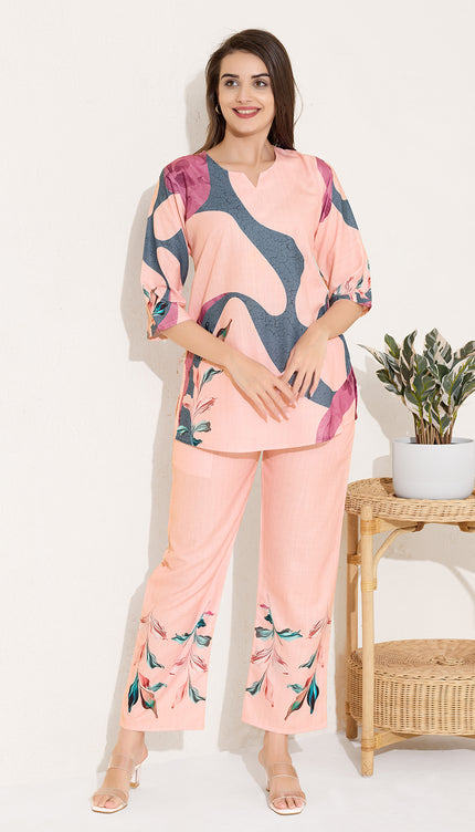 Womens Cotton Printed Co-Ord Set