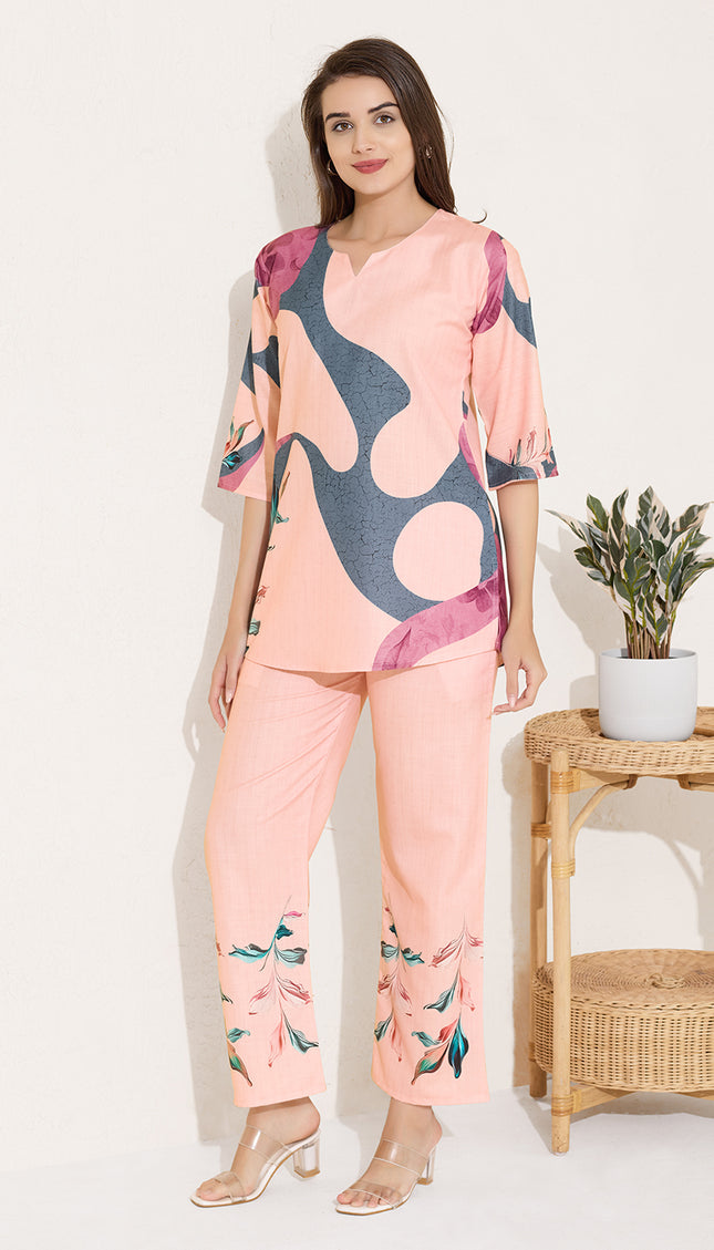 Womens Cotton Printed Co-Ord Set