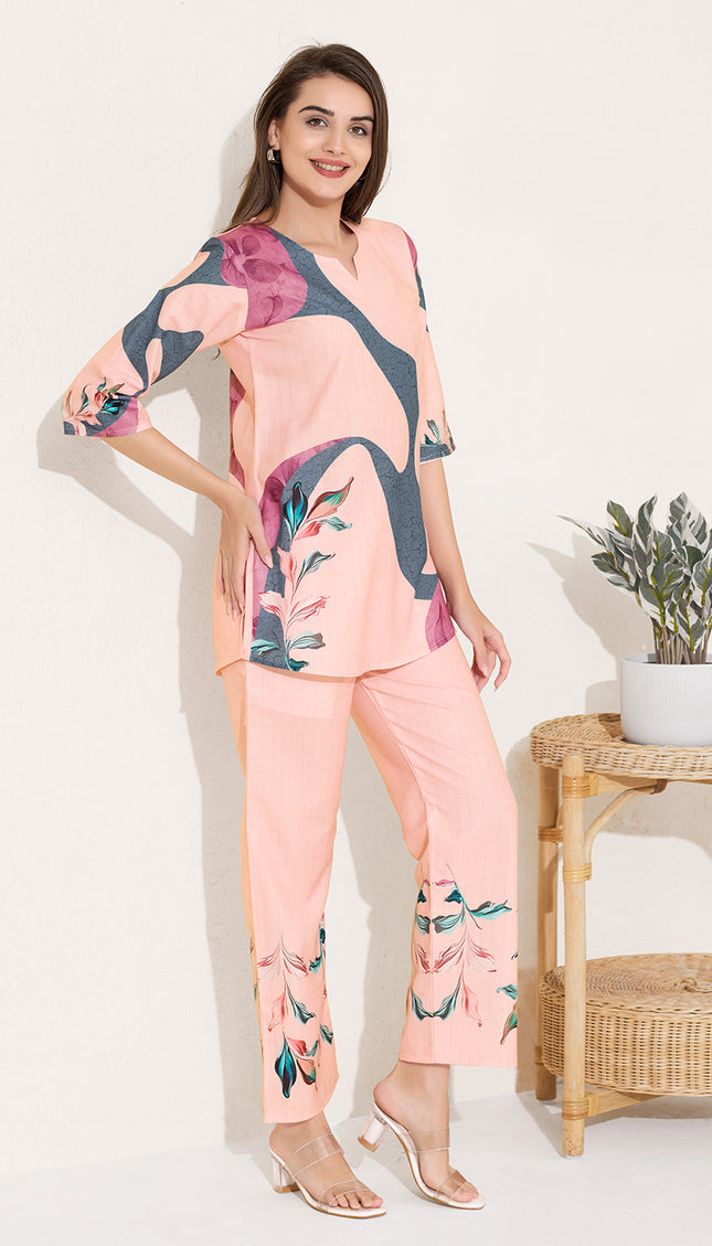 Womens Cotton Printed Co-Ord Set