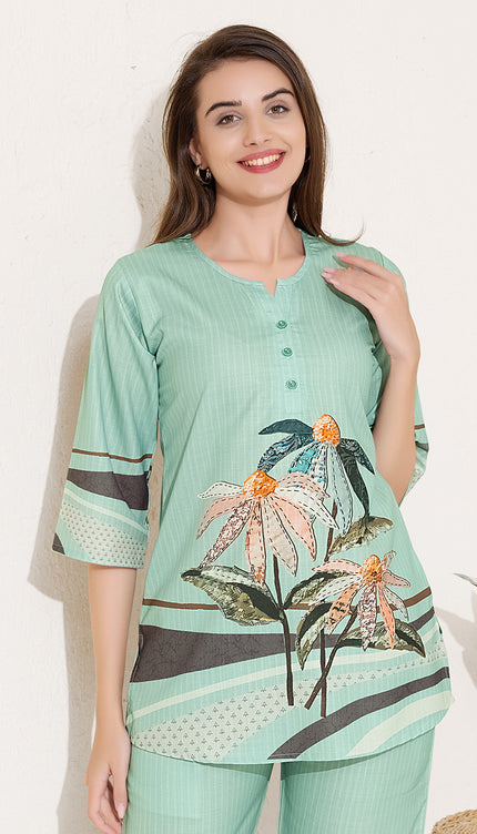 Womens Cotton Printed Co-Ord Set