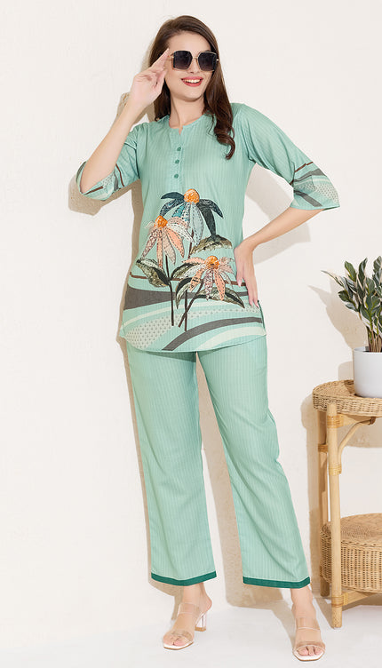 Womens Cotton Printed Co-Ord Set