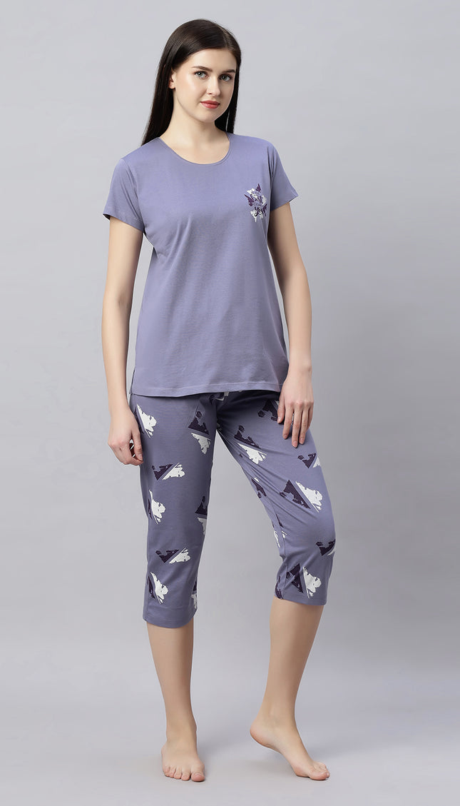 Womens Cotton Printed Night Suit Set
