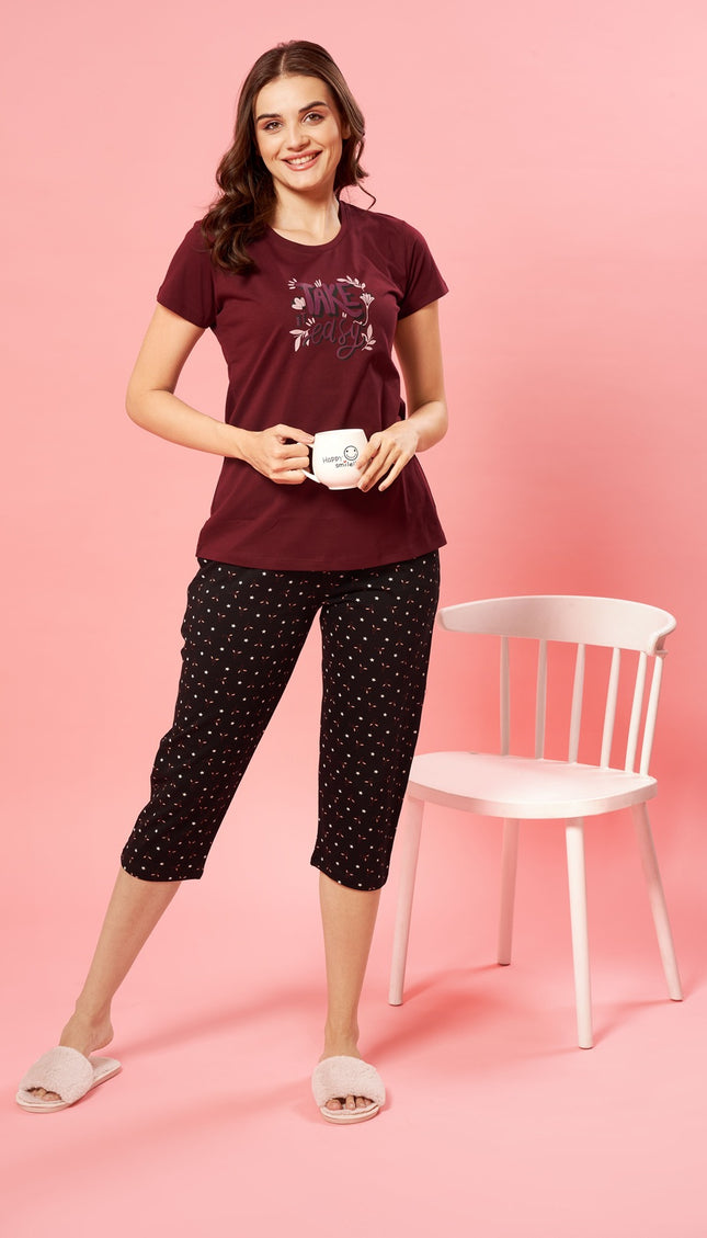 Women’s Cotton Printed Night Suit Set