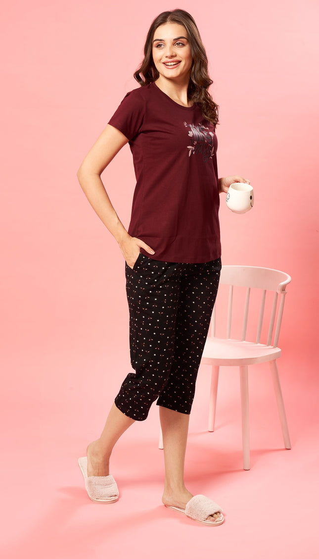 Women’s Cotton Printed Night Suit Set