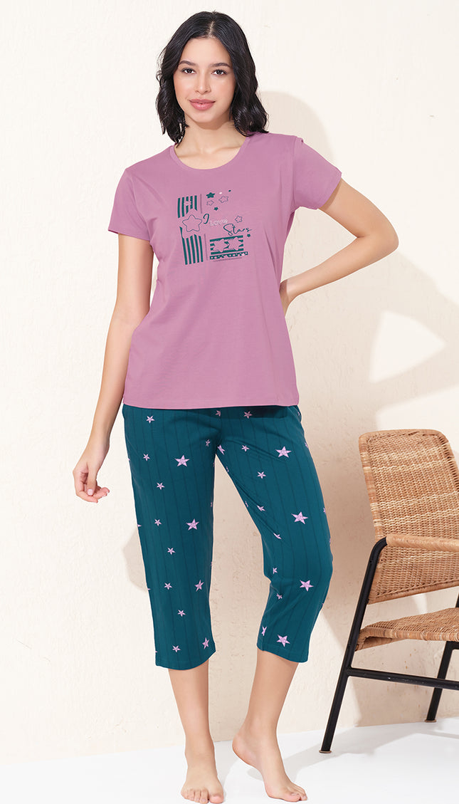Womens Cotton Printed Night Suit Set