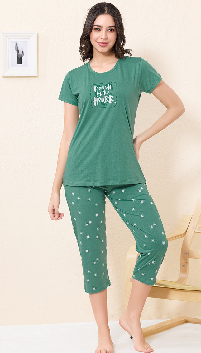 Womens Cotton Printed Night Suit Set