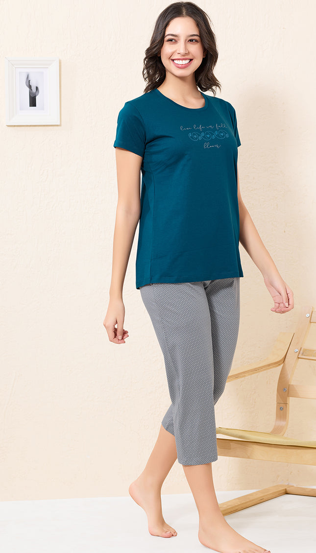 Womens Cotton Printed Night Suit Set