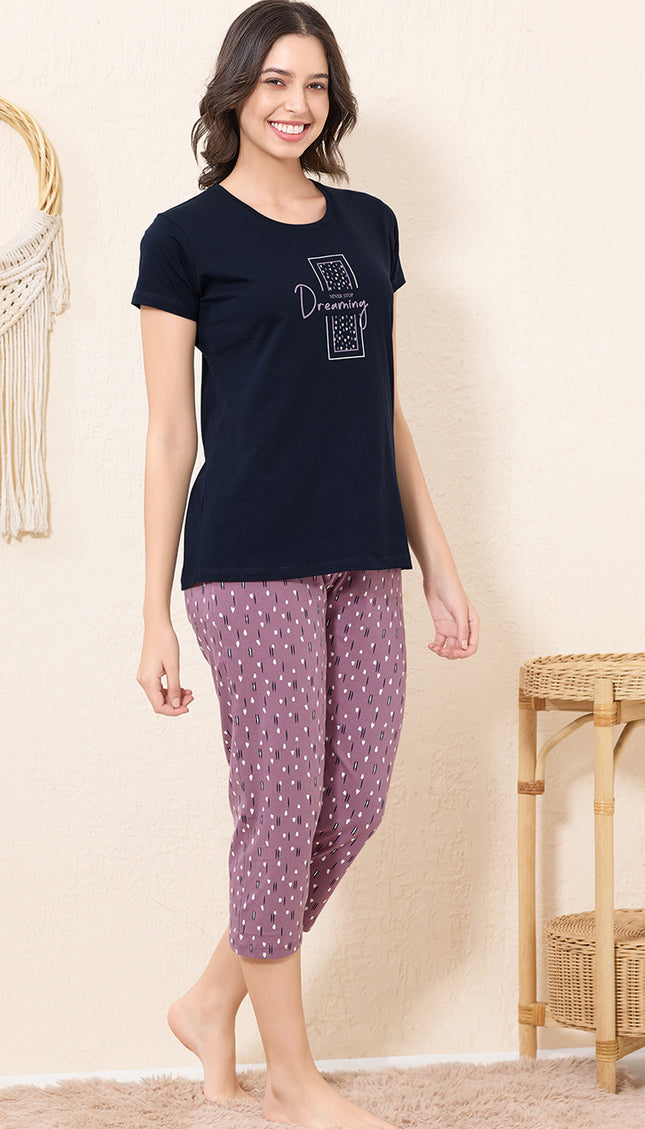 Womens Cotton Printed Night Suit Set