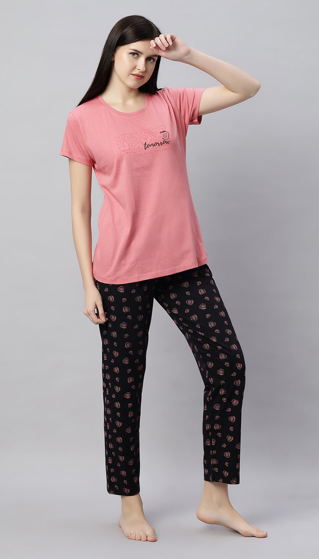 Womens Cotton Printed Night Suit Set