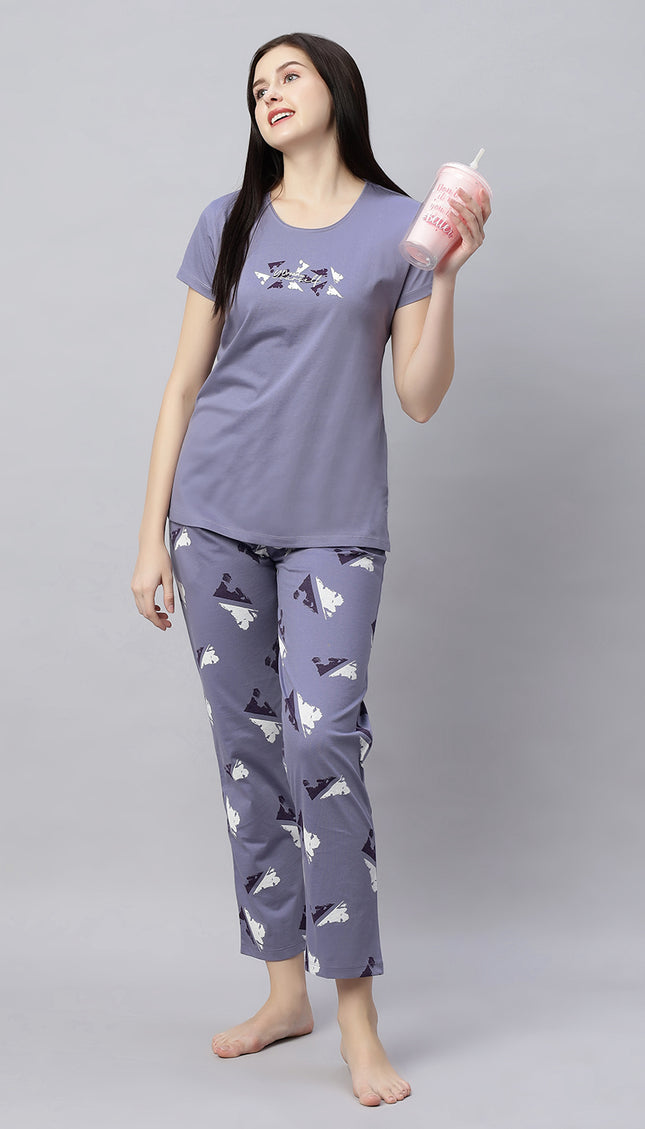 Womens Cotton Printed Night Suit Set