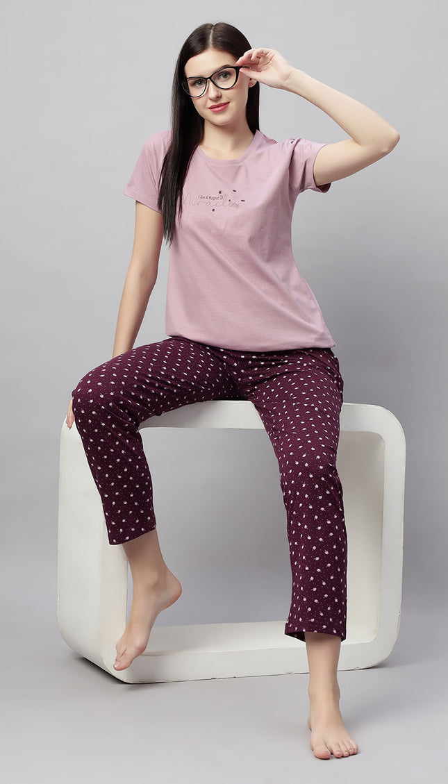 Womens Cotton Printed Night Suit Set