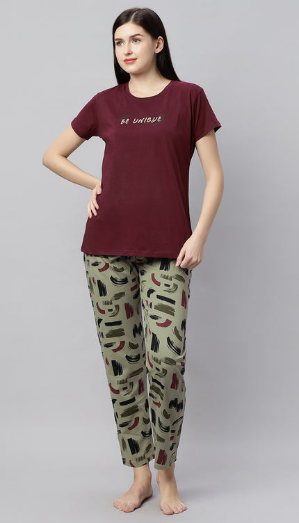 Womens Cotton Printed Night Suit Set