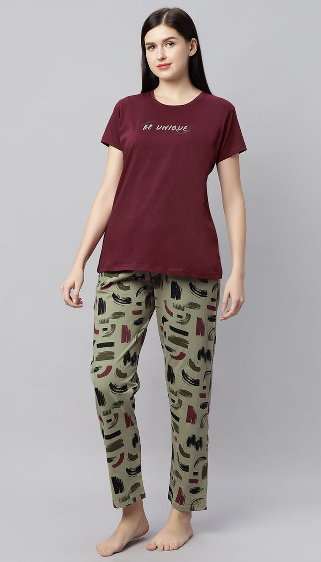 Womens Cotton Printed Night Suit Set