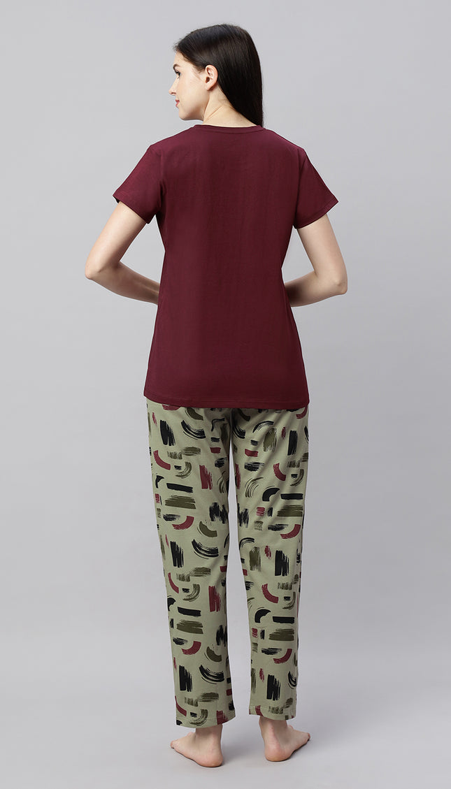 Womens Cotton Printed Night Suit Set