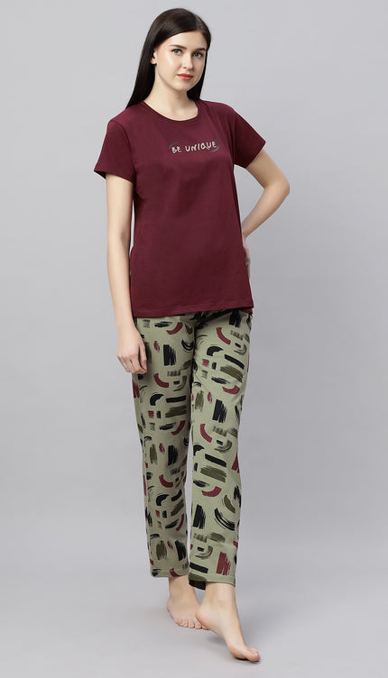 Womens Cotton Printed Night Suit Set