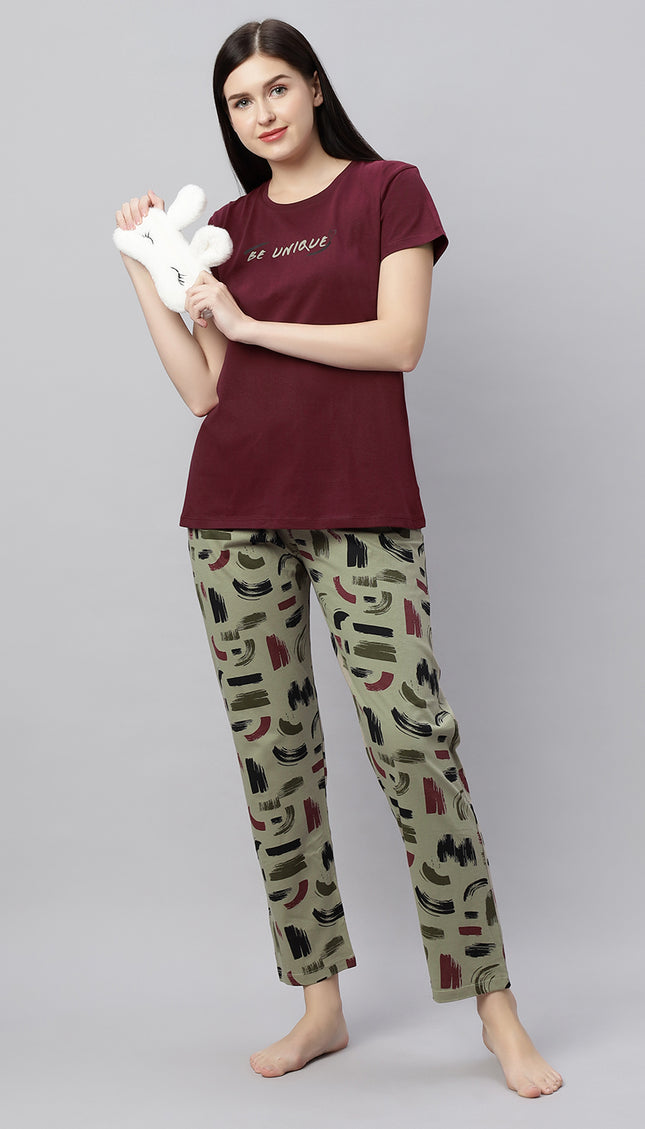 Womens Cotton Printed Night Suit Set