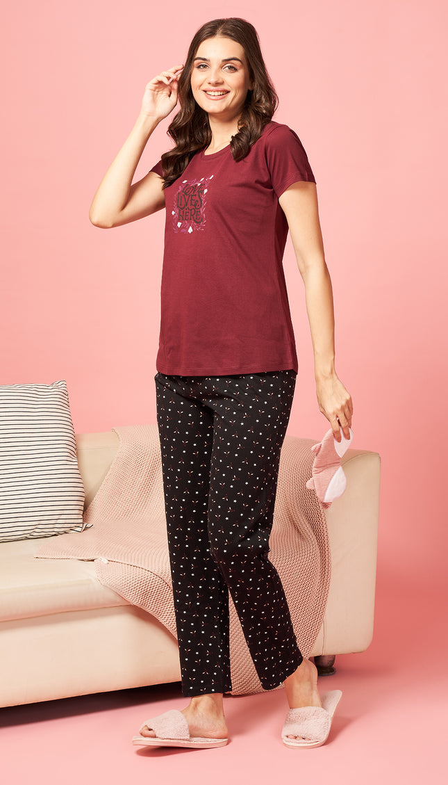 Womens Cotton Printed Night Suit Set