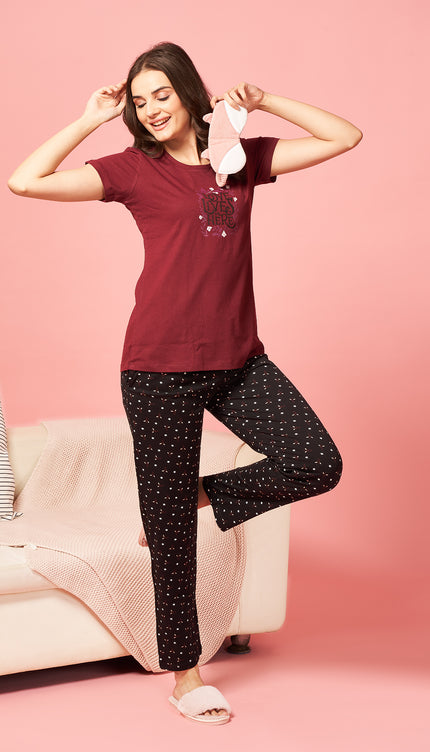 Womens Cotton Printed Night Suit Set