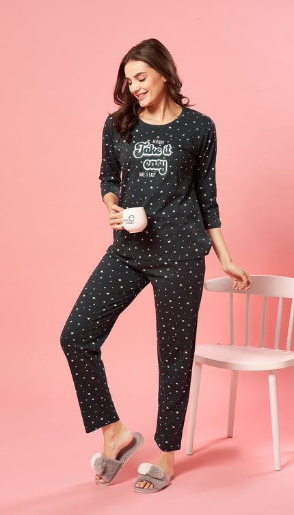 Womens Cotton Printed Night Suit Set
