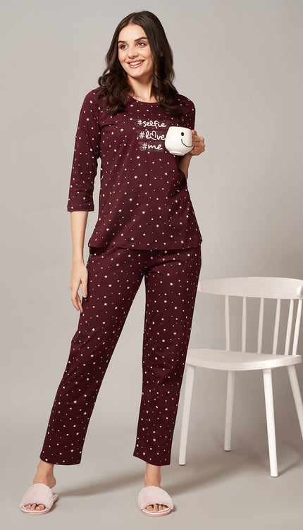 Womens Cotton Printed Night Suit Set