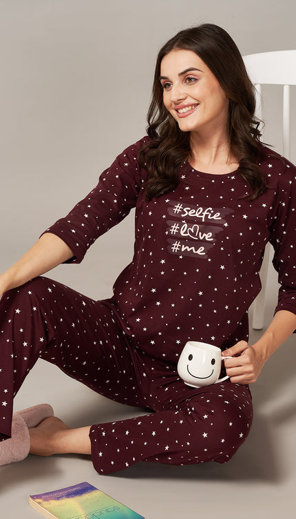 Womens Cotton Printed Night Suit Set