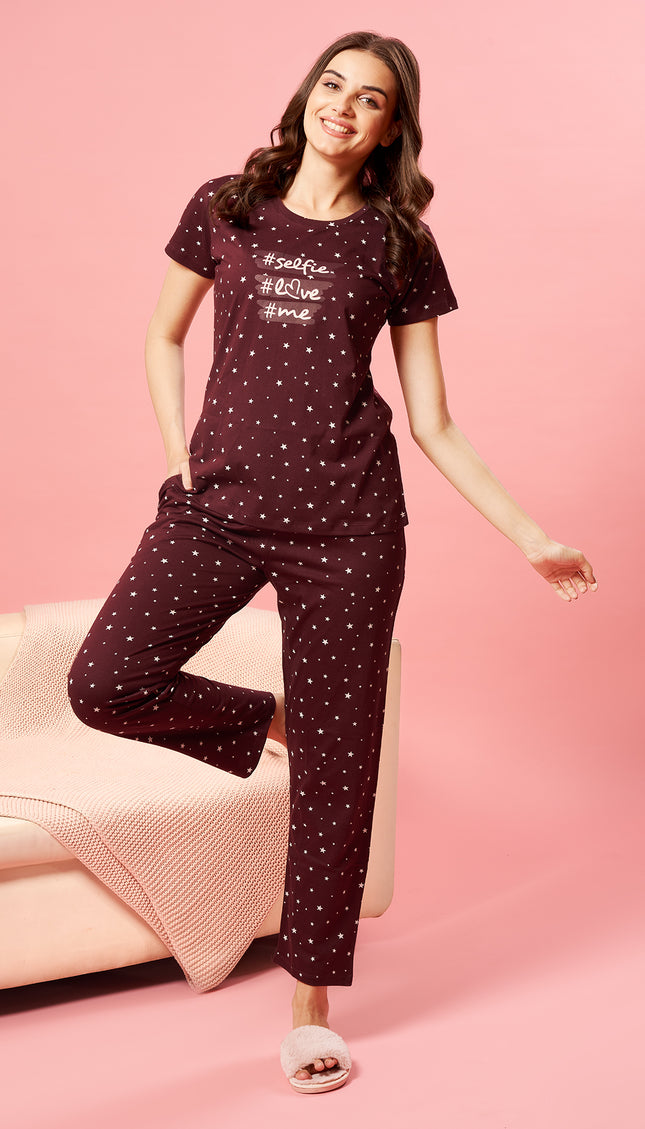 Womens Cotton Printed Night Suit Set