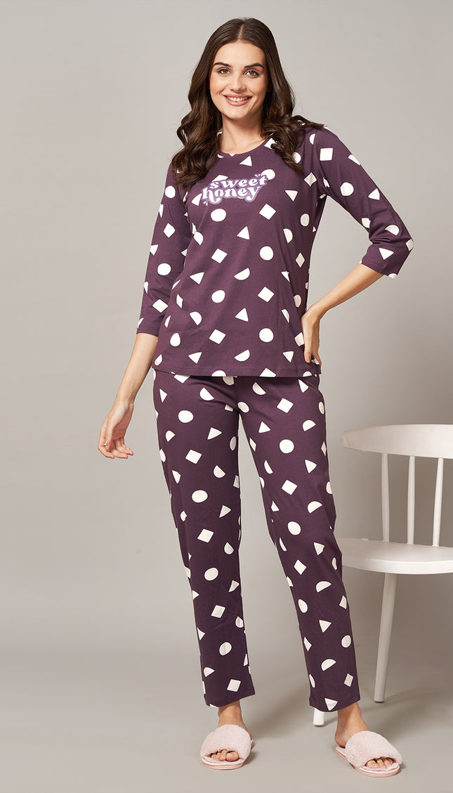 Womens Cotton Printed Night Suit Set