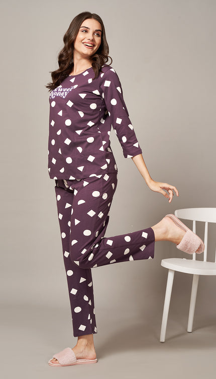 Womens Cotton Printed Night Suit Set