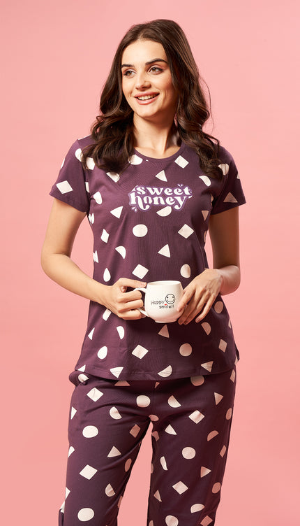 Womens Cotton Printed Night Suit Set