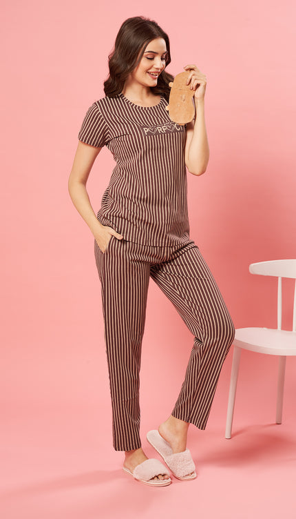 Womens Cotton Printed Night Suit Set