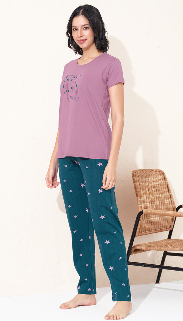 Womens Cotton Printed Night Suit Set
