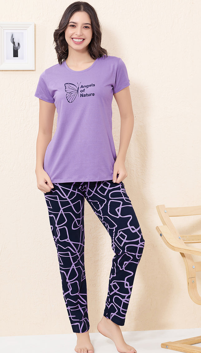 Womens Cotton Printed Night Suit Set