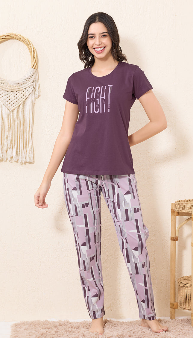 Womens Cotton Printed Night Suit Set