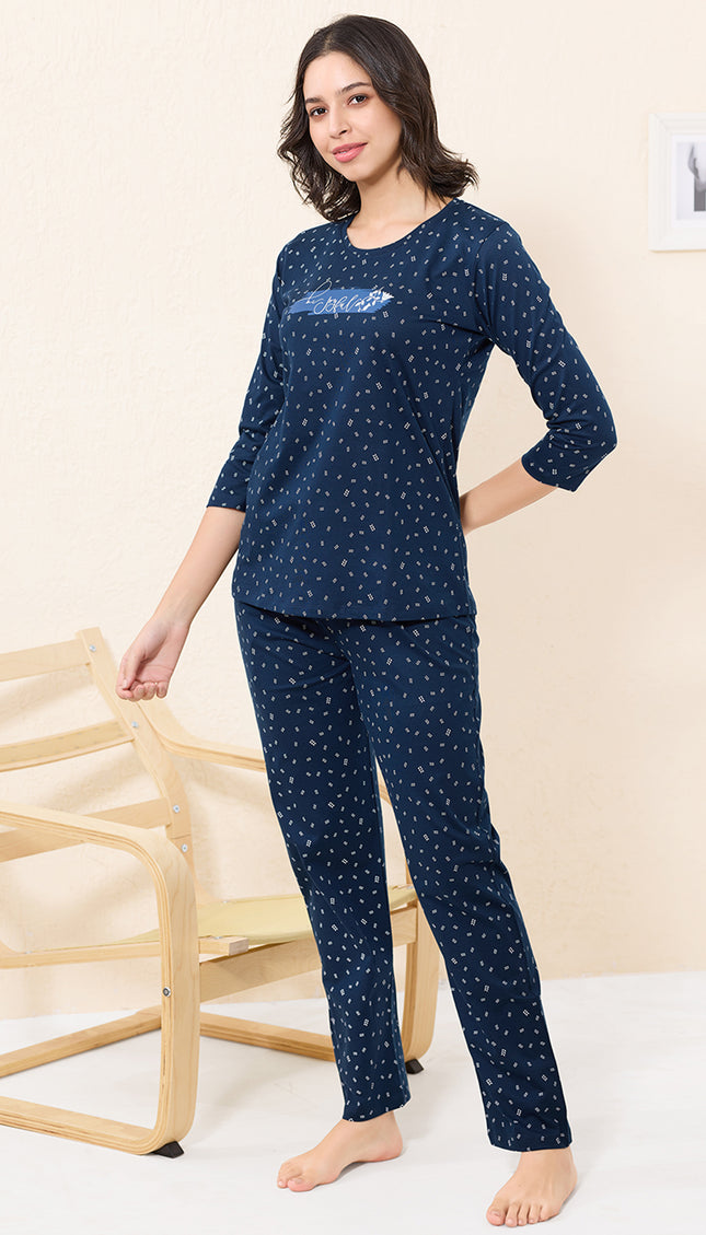 Womens Cotton Printed Night Suit Set