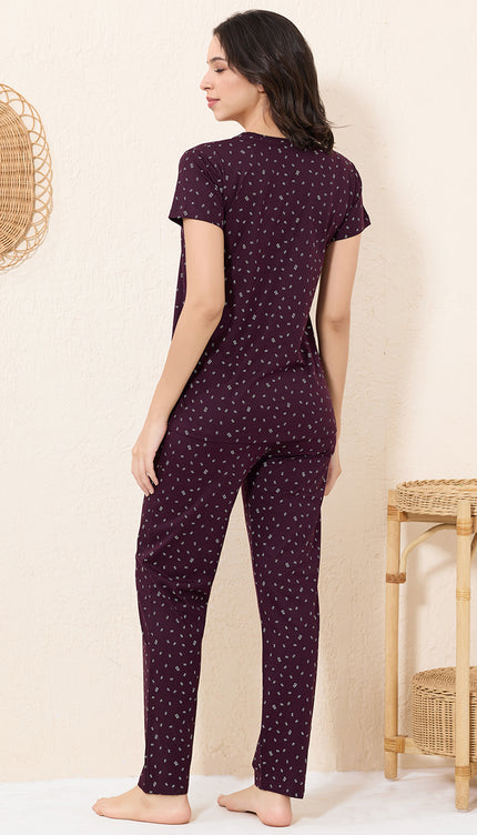Womens Cotton Printed Night Suit Set