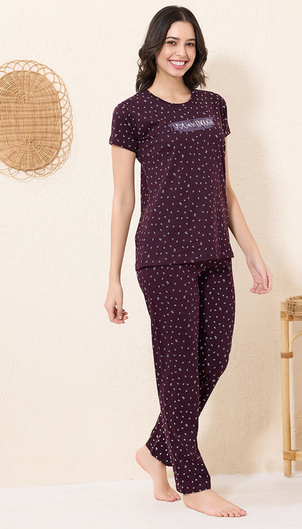 Womens Cotton Printed Night Suit Set