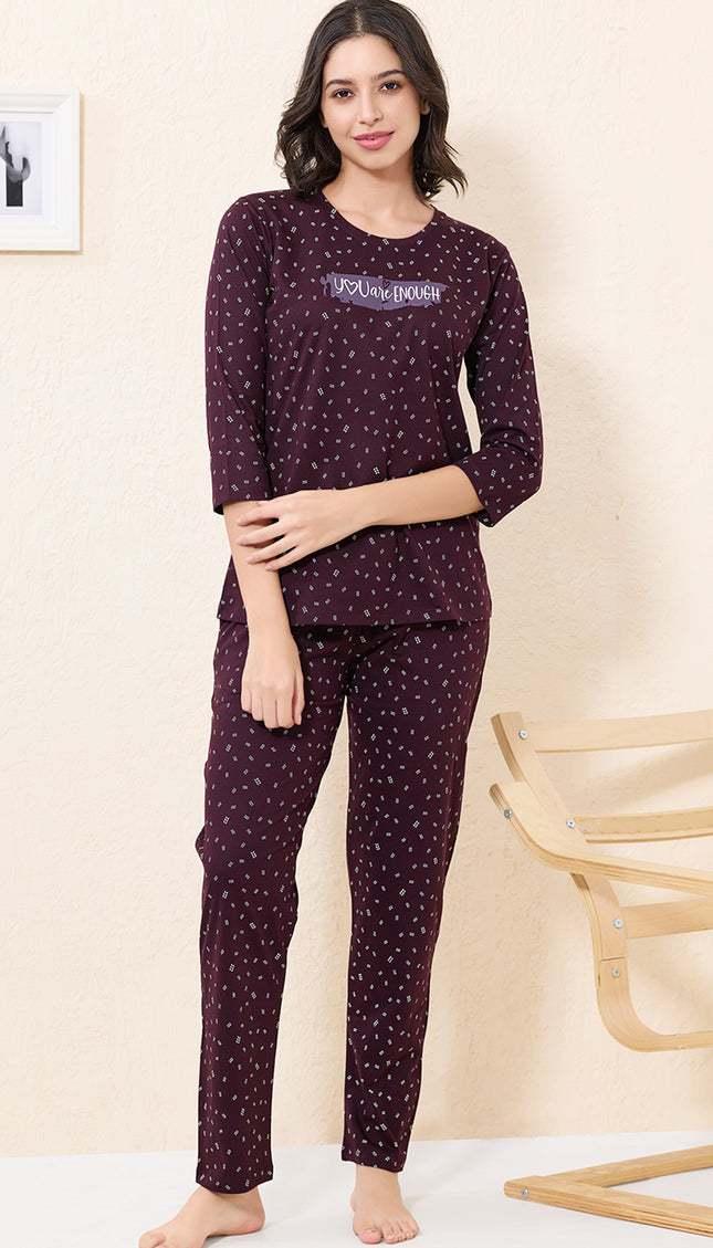 Womens Cotton Printed Night Suit Set