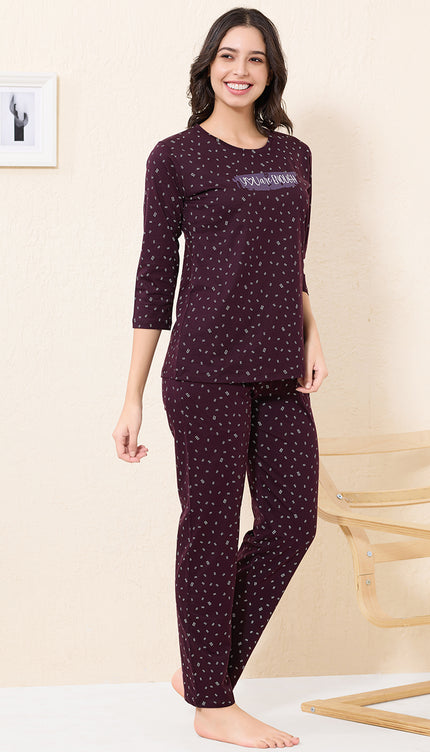 Womens Cotton Printed Night Suit Set