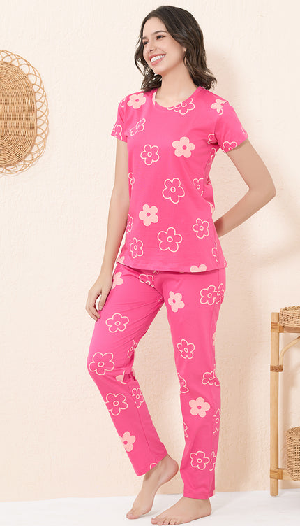 Womens Cotton Printed Night Suit Set