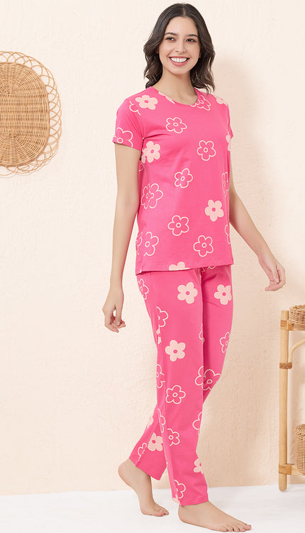 Womens Cotton Printed Night Suit Set