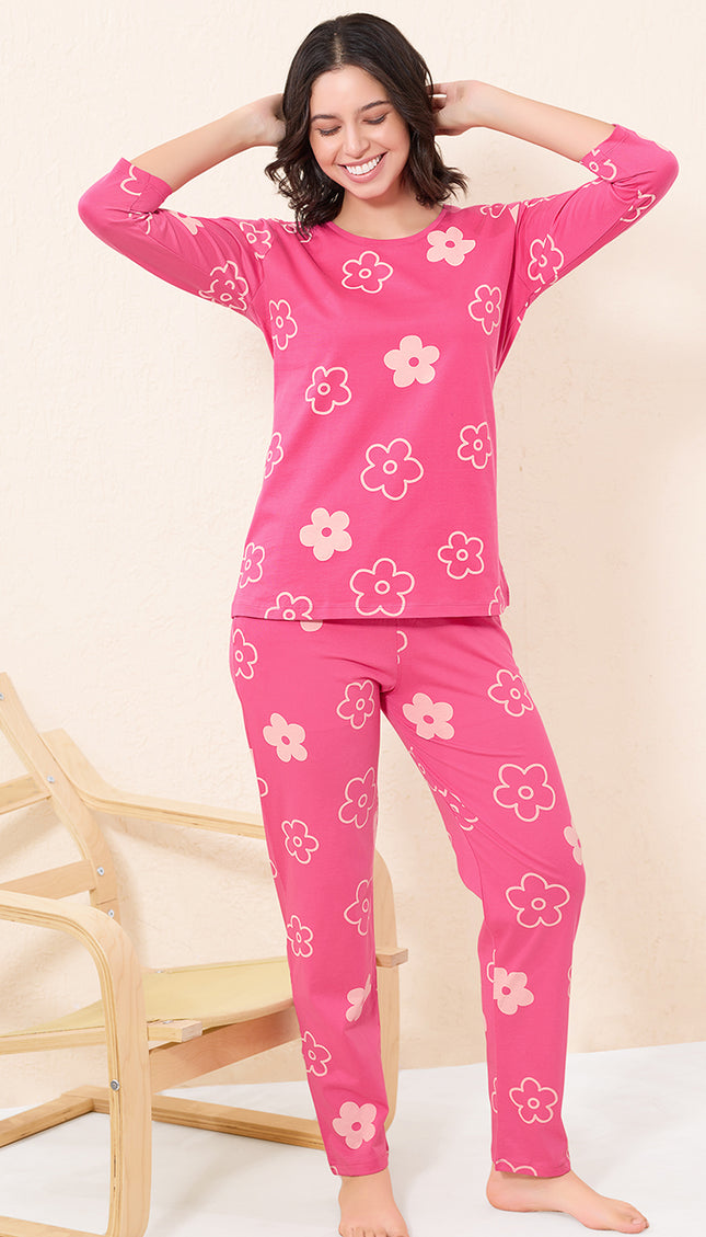 Womens Cotton Printed Night Suit Set