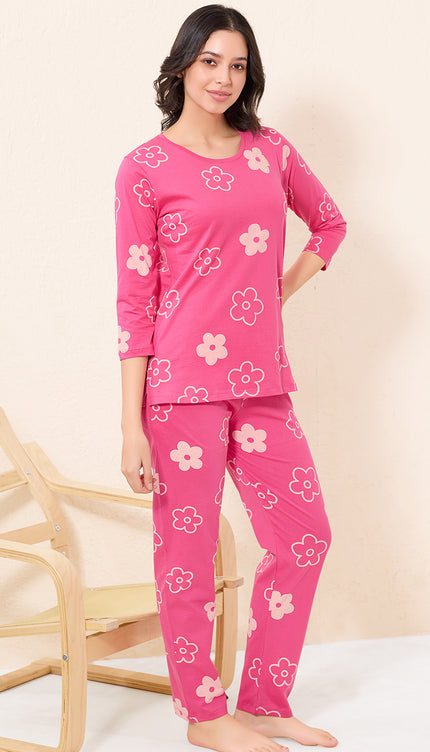 Womens Cotton Printed Night Suit Set