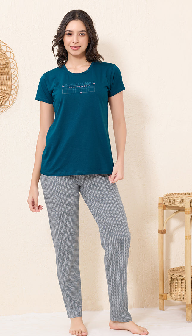 Womens Cotton Printed Night Suit Set