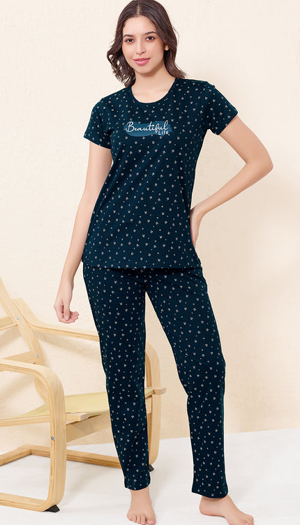 Womens Cotton Printed Night Suit Set